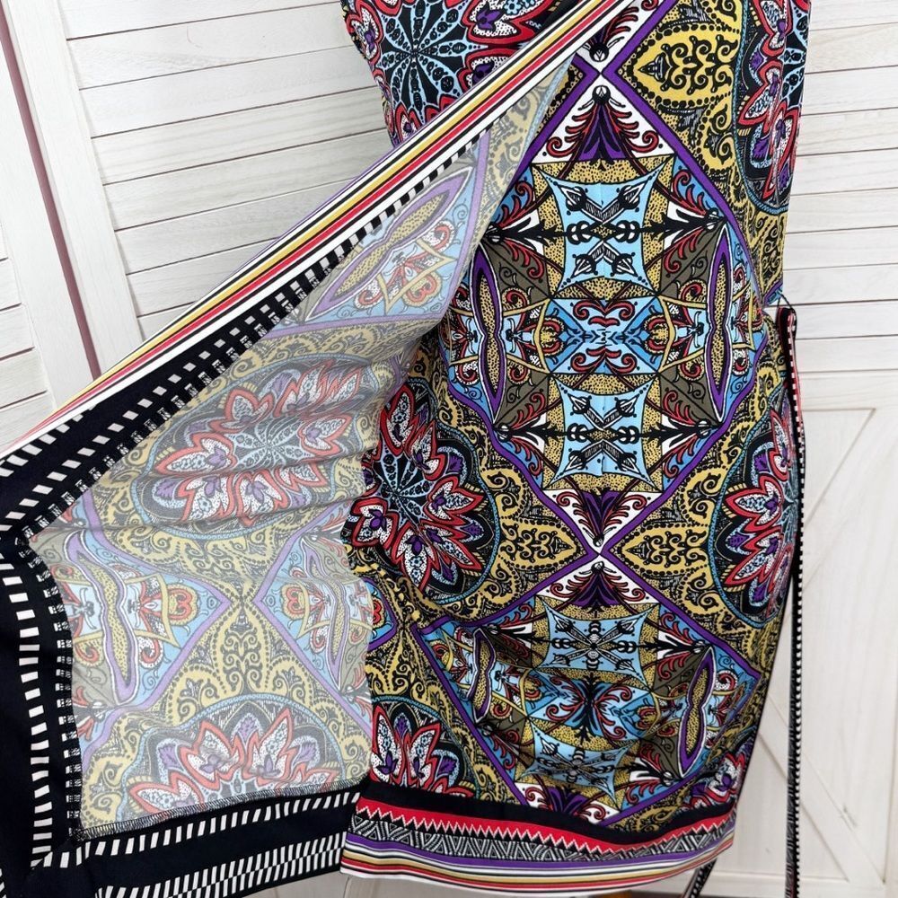 Premise Mosaic Print Sheath Dress Multi Print Belted Sleeveless Red Multi Small - Picture 7 of 12